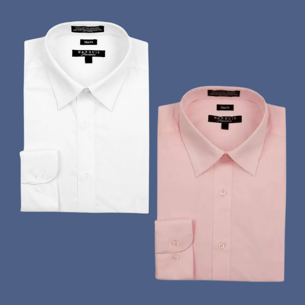 X2 Marquis Signature Men's Long Sleeve Slim Fit Dress Shirts 15 / 15.5 32/33